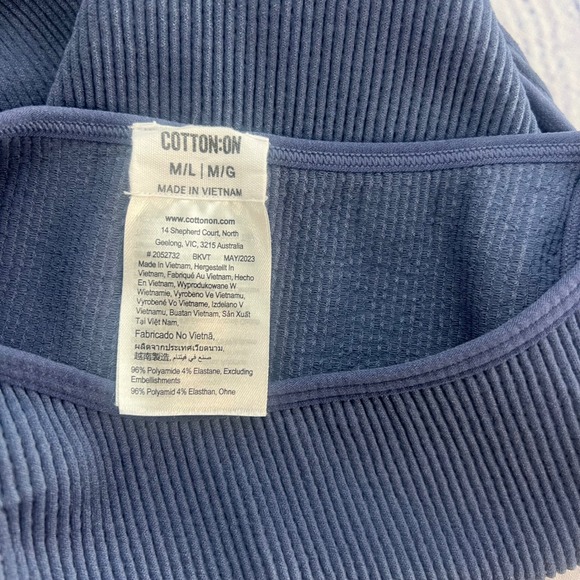 Women's‎ Cotton-on Ribbed Cropped Tank Top Med/Large Steele Gray Blue - Picture 4 of 6